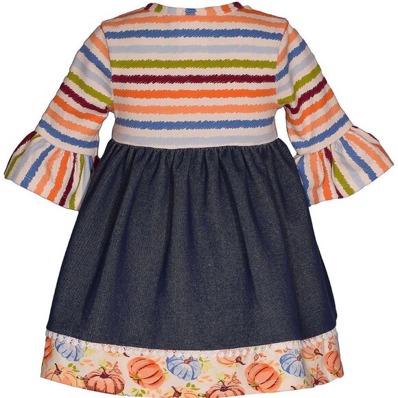 NEW Bonnie Jean Girls 0/3M-24M Pumpkin Thanksgiving Harvest Dress - Picture 3 of 4